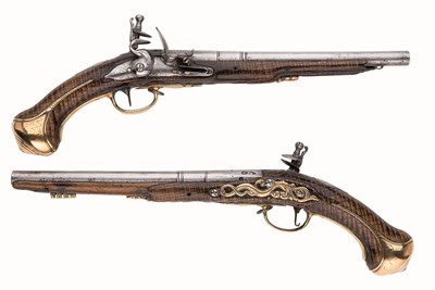 Lot 270 - A PAIR OF FLINTLOCK HOLSTER PISTOLS BY I.COSENS