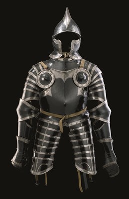 Lot 285 - A COMPOSITE GERMAN 'BLACK AND WHITE' THREE-QUARTER FIELD ARMOUR (HARNASCH)