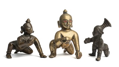 Lot 148 - THREE BRONZE FIGURES OF BALAKRISHNA, BENGAL, ORISSA AND TAMIL NADU, INDIA, 17TH-19TH CENTURIES