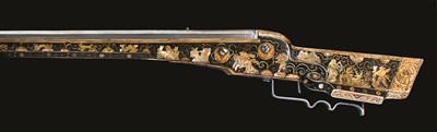 Lot 362 - A GERMAN WHEEL-LOCK SPORTING CARBINE STOCKED IN THE MANNER OF THE SO-CALLED MASTER OF THE CASTLES