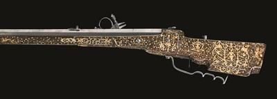 Lot 371 - A COMPOSITE GERMAN WHEEL-LOCK SPORTING RIFLE