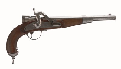 Lot 396 - A RARE SAXON BREECH-LOADING PERCUSSION PISTOL BY R. DRECHSLER