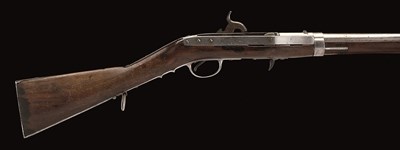 Lot 435 - A .52 CALIBRE U.S. HALLS PATENT MODEL 1833 PERCUSSION BREECH-LOADING CAVALRY CARBINE