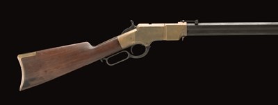 Lot 443 - A .44 CALIBRE RIMFIRE HENRY PATENT EARLY BRASS FRAME MODEL 1860 LEVER-ACTION RIFLE