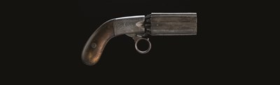 Lot 460 - A COOPERS PATENT SIX-SHOT PERCUSSION PEPPERBOX REVOLVER