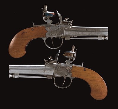 Lot 502 - A PAIR OF CONTINENTAL FLINTLOCK POCKET PISTOLS