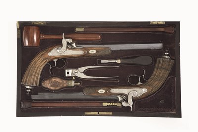 Lot 504 - A PAIR OF CONTINENTAL PERCUSSION RIFLED TARGET PISTOLS