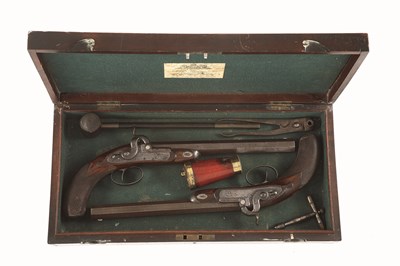Lot 530 - A PAIR OF PERCUSSION DUELLING PISTOLS BY JOHN MANTON & SON