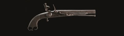 Lot 532 - A SCOTTISH FLINTLOCK BELT PISTOL OF REGULATION TYPE FORMED ENTIRELY OF STEEL