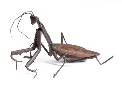 Lot 22 - *A JAPANESE ARTICULATED FIGURINE (JIZAI) OF A PRAYING MANTIS