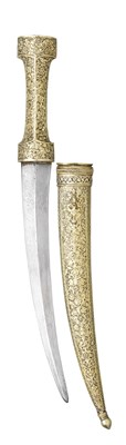 Lot 39 - AN OTTOMAN SILVER-GILT MOUNTED DAGGER (JAMBIYA)