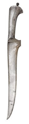 Lot 56 - **AN INDO-PERSIAN DAGGER (PESH KABZ) FORMED ENTIRELY OF STEEL