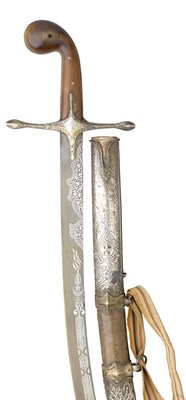 Lot 71 - A TURKISH SILVER-MOUNTED SWORD (SHAMSHIR)