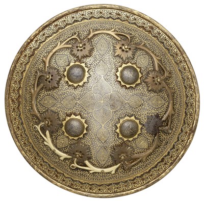 Lot 75 - **AN INDIAN DECORATED SHIELD (DHAL)