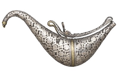 Lot 83 - AN INDIAN BRASS PRIMING FLASK