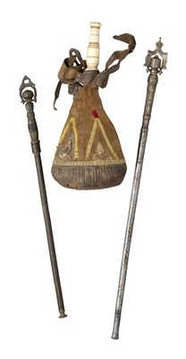 Lot 85 - TWO OTTOMAN RAMRODS AND A POWDER-FLASK