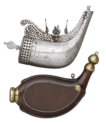 Lot 87 - TWO INDIAN PRIMING FLASKS