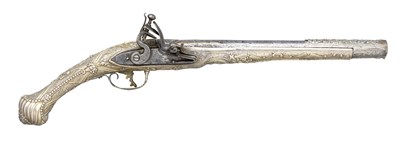 Lot 107 - **AN 18 BORE GREEK FLINTLOCK HOLSTER PISTOL