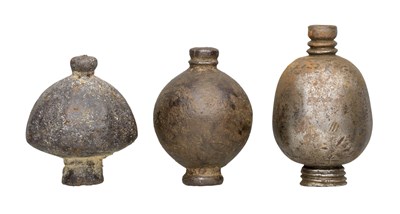 Lot 176 - THREE DETACHED SWORDS POMMELS