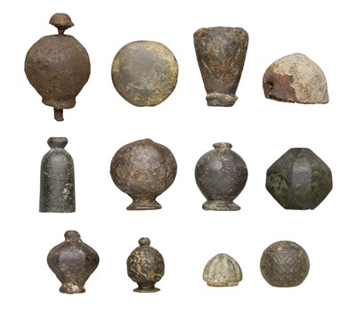 Lot 177 - SIX DETACHED BRONZE DAGGER POMMELS