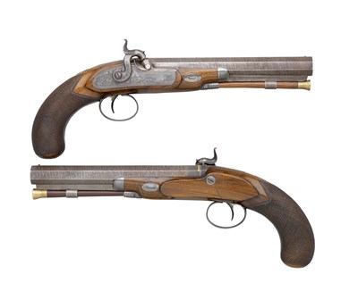 Lot 292 - A PAIR OF 25 BORE PERCUSSION OFFICER'S PISTOLS BY T. PERRINS
