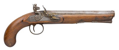 Lot 300 - A 16 BORE FLINTLOCK OFFICER'S PISTOL BY RYAN & WATSON