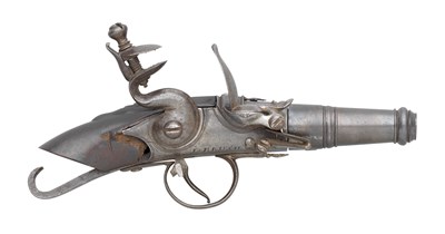 Lot 304 - A RARE 80 BORE FLINTLOCK 'TOBY' PISTOL BY JOHN BRUSH