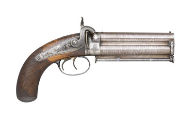 Lot 339 - **A 16 BORE D.B. OVER-AND-UNDER PERCUSSION PISTOL BY PARKER