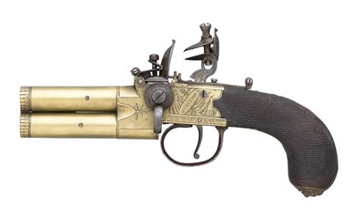 Lot 341 - **A 54 BORE FLINTLOCK TAP-ACTION PISTOL SIGNED MORTIMER