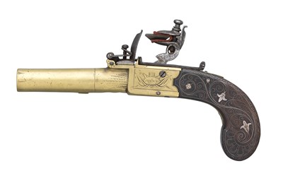Lot 348 - **A 40 BORE FLINTLOCK POCKET PISTOL BY WILLIAM (1) JOVER
