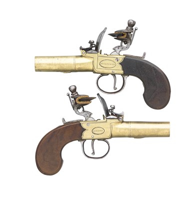 Lot 349 - **A PAIR OF 50 BORE FLINTLOCK POCKET PISTOLS BY MORTIMER