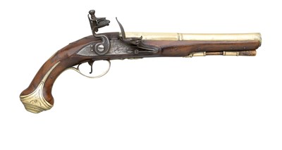 Lot 350 - AN 18 BORE FLINTLOCK PISTOL BY HENSHAW