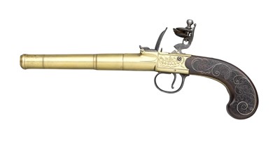 Lot 357 - **A 25 BORE FLINTLOCK PISTOL BY HADLEY