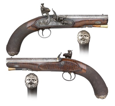 Lot 362 - **A PAIR OF 32 BORE FLINTLOCK TRAVELLING PISTOLS BY J. BLANCH