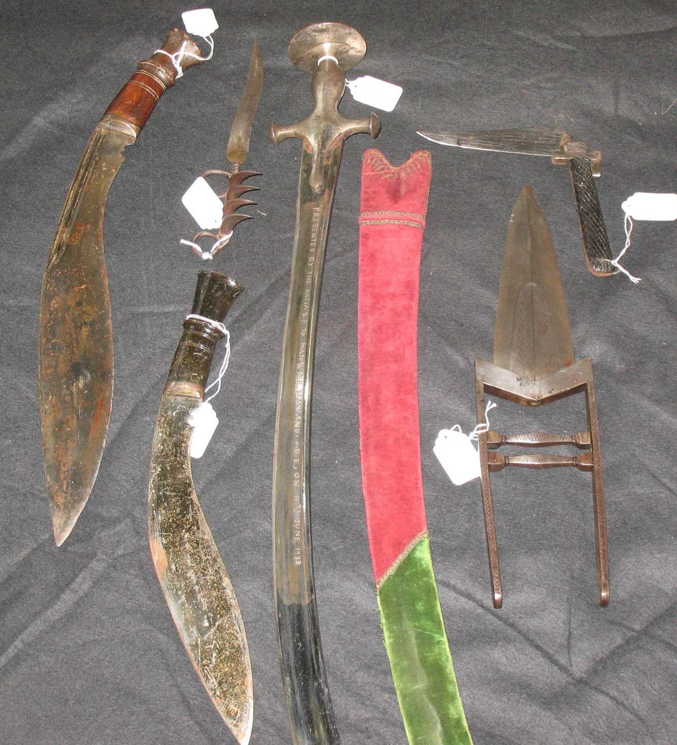 Lot 48 - AN INDIAN SWORD (TALWAR) WITH PRESENTATION