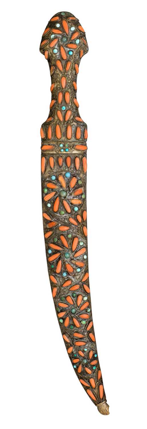 Lot 70 - AN OTTOMAN HARDSTONE-MOUNTED DAGGER (JAMBIYA)
