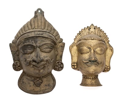 Lot 154 - TWO BRONZE SIVA MASKS, WESTERN DECCAN, INDIA, 19TH CENTURY