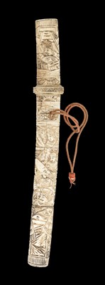 Lot 86 - A JAPANESE BONE-MOUNTED TANTO
