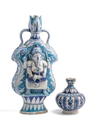 Lot 250 - TWO JAIPUR BLUE AND WHITE VESSELS, INDIA, LATE 19TH CENTURY