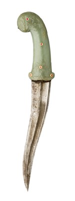 Lot 135 - â€¡ AN INDIAN JADE-HILTED DAGGER (KHANJAR)