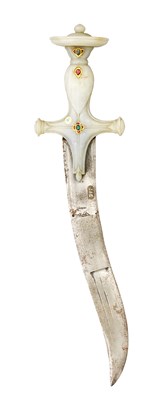 Lot 138 - â€¡ AN INDIAN GEM-SET JADE-HILTED DAGGER