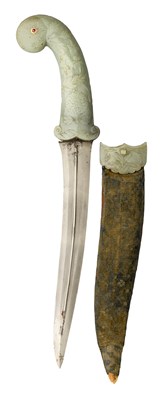Lot 141 - â€¡ AN INDIAN JADE-HILTED DAGGER (KHANJAR)