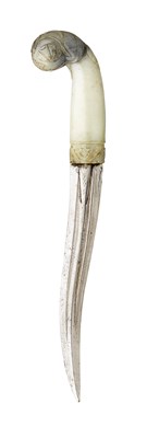 Lot 150 - â€¡ AN INDIAN SMALL JADE-HILTED DAGGER (KHANJAR)