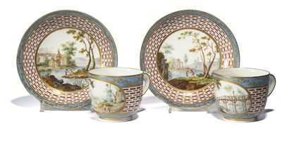 Lot 6 - A PAIR OF SEVRES CUPS AND SAUCERS, CIRCA 1770