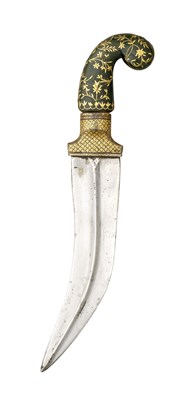 Lot 158 - â€¡ AN INDIAN COMPOSITE DAGGER WITH GOLD-INLAID JADE GRIP