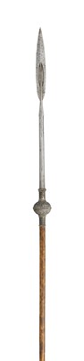 Lot 191 - AN INDIAN SILVER-MOUNTED SPEAR