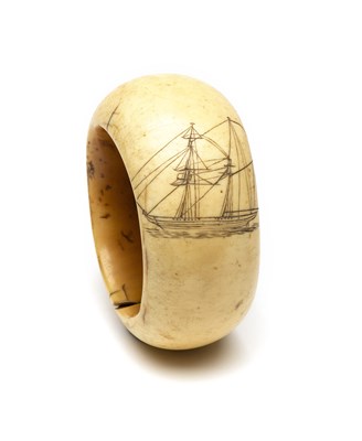 Lot 214 - ËœA RARE AFRICAN ENGRAVED IVORY BANGLE