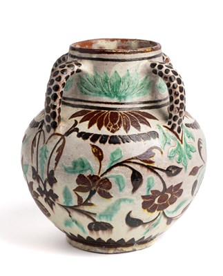 Lot 251 - AN UNUSUAL BOMBAY SCHOOL OF ART VASE, INDIA, CIRCA 1880-1890