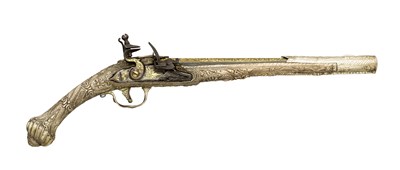 Lot 231 - â€¡ A 20 BORE GREEK FLINTLOCK KUBUR PISTOL