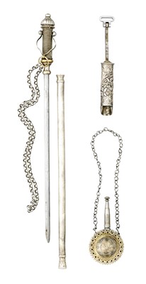 Lot 232 - A BALKAN WHITE METAL MOUNTED COMBINED RAMROD AND STILETTO